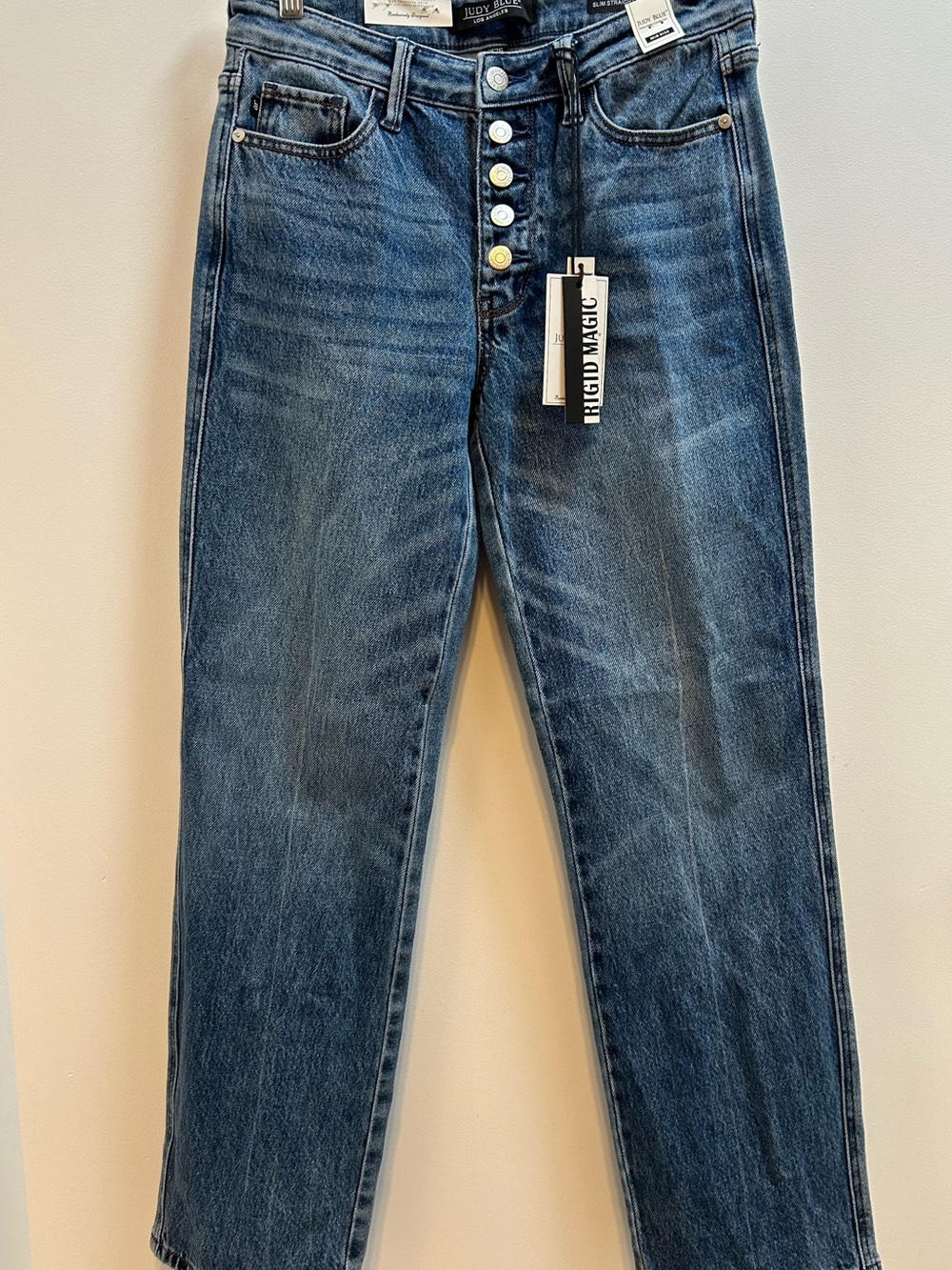 Judy Blue slim straight leg rigid mid rise jeans button fly size 3/26 NWT
